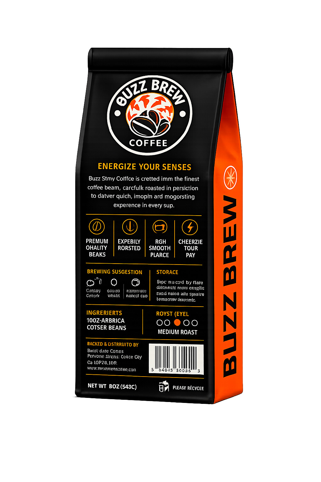 Buzz Brew Seriously Strong Whole Bean Coffee – Dark Roast Premium Arabica Coffee Beans, Bold & Intense Flavor, 12 oz (340 g)