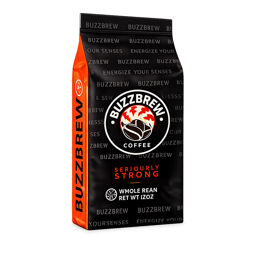 Buzz Brew Seriously Strong Whole Bean Coffee – Dark Roast Premium Arabica Coffee Beans, Bold & Intense Flavor, 12 oz (340 g)