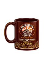 Buzz Brew Premium Ceramic Coffee Mug – 11 oz White Coffee Mug with Fuel Your Day Design, Coffee Lover Gift