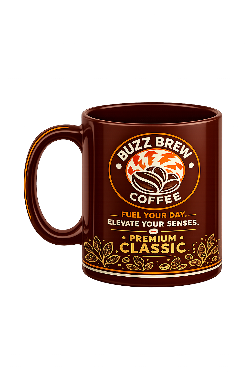 Buzz Brew Premium Ceramic Coffee Mug – 11 oz White Coffee Mug with Fuel Your Day Design, Coffee Lover Gift