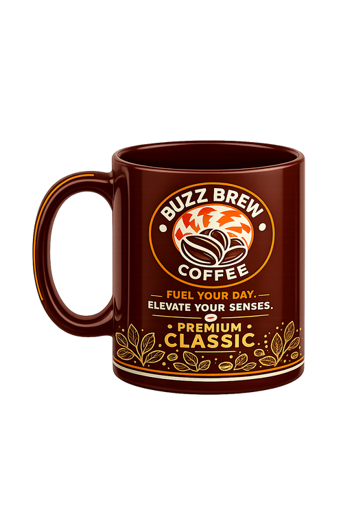 Buzz Brew Premium Ceramic Coffee Mug – 11 oz White Coffee Mug with Fuel Your Day Design, Coffee Lover Gift