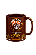 Buzz Brew Premium Ceramic Coffee Mug – 11 oz White Coffee Mug with Fuel Your Day Design, Coffee Lover Gift