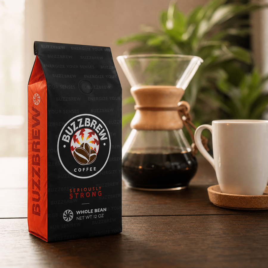 BuzzBrew Seriously Strong Coffee – Whole Bean, 12oz
